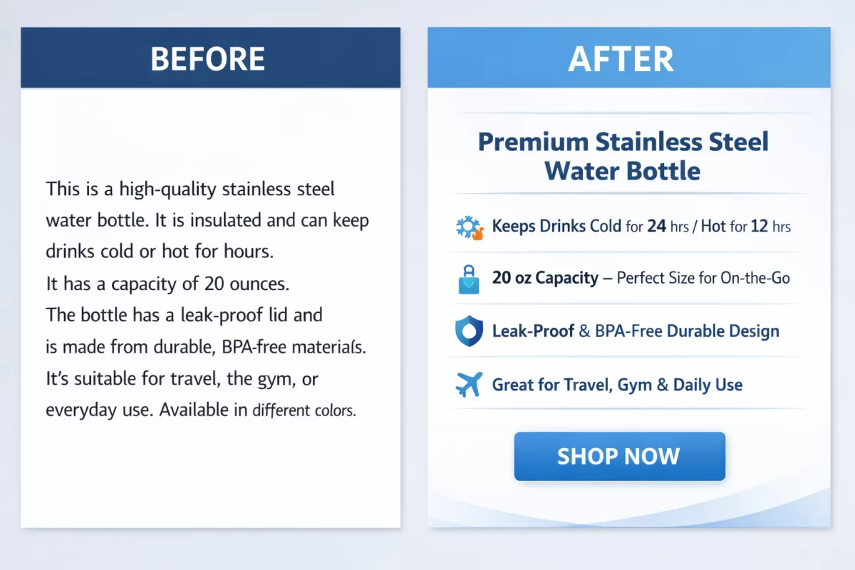 كتابة وصف للمنتجات