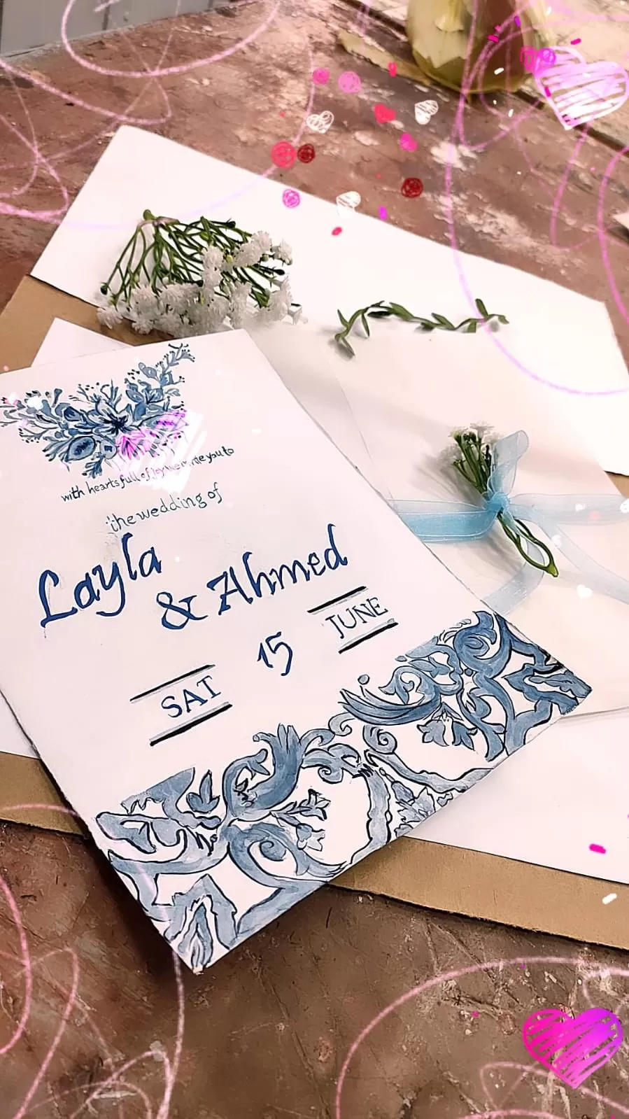 أقدم لك تصميم دعوة زفاف احترافية تعكس ذوقك الخاص وتضيف لمسة مميزة ليومك المهم