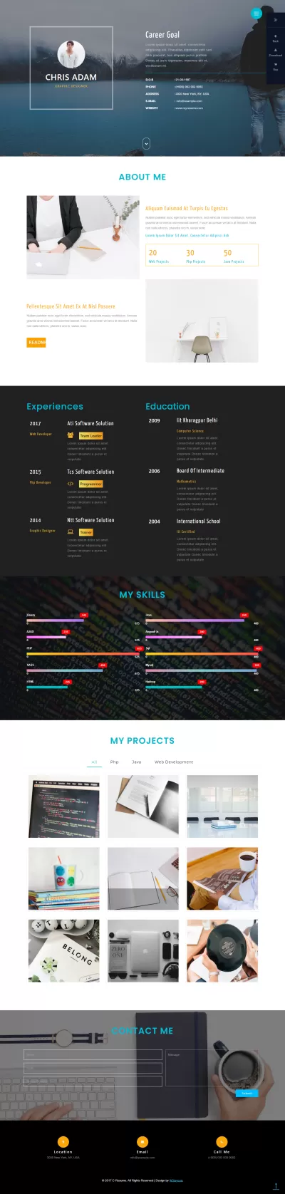 تصميم صفحات cv باستخدام لغة html و css