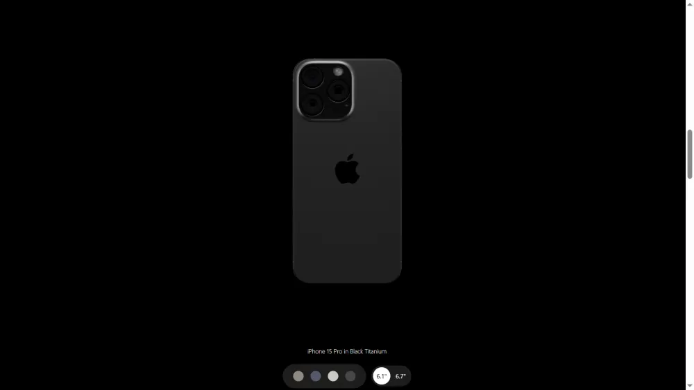واجهة ترويجية تفاعلية لهاتف iPhone 15 Pro