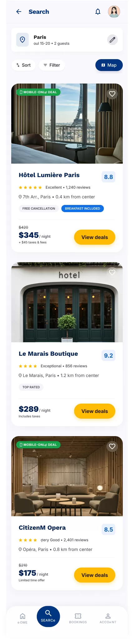 بوكي - تصميم واجهة وتجربة مستخدم لتطبيق حجز فنادق