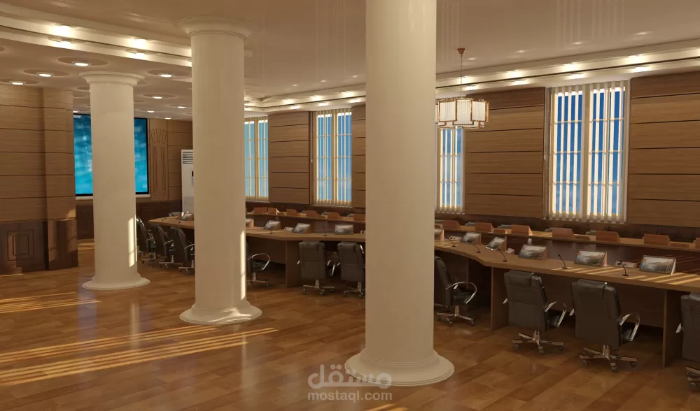 تصميم قاعة الاجتماعات الرئيسية - مبني ادارة جامعة بنها - مصر