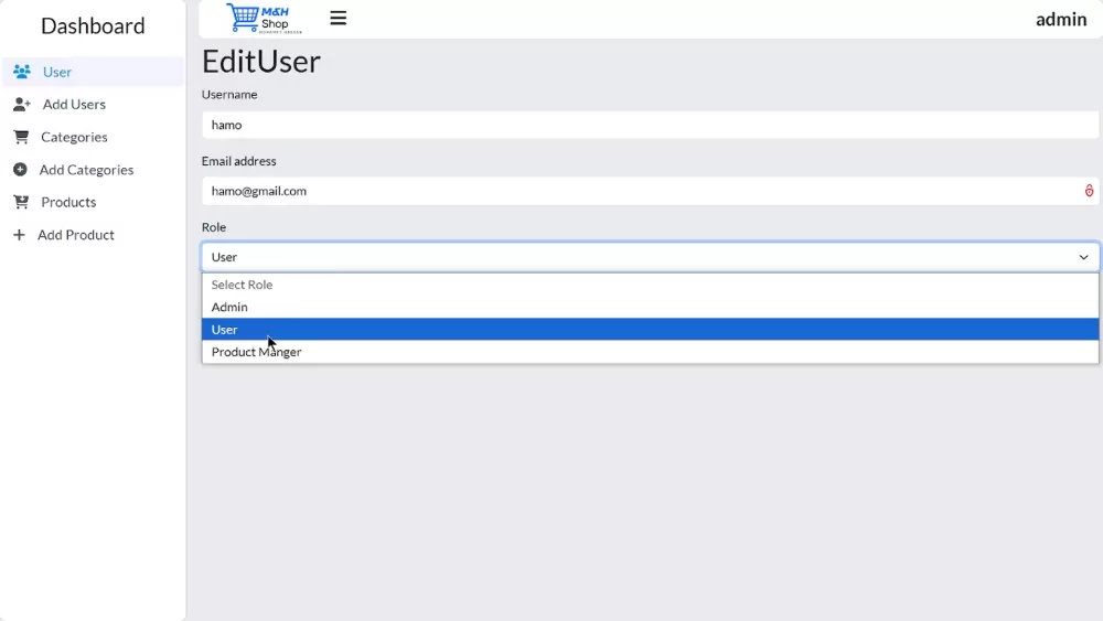 M-H Store | E-Commerce Front-End with Role-Based Dashboard