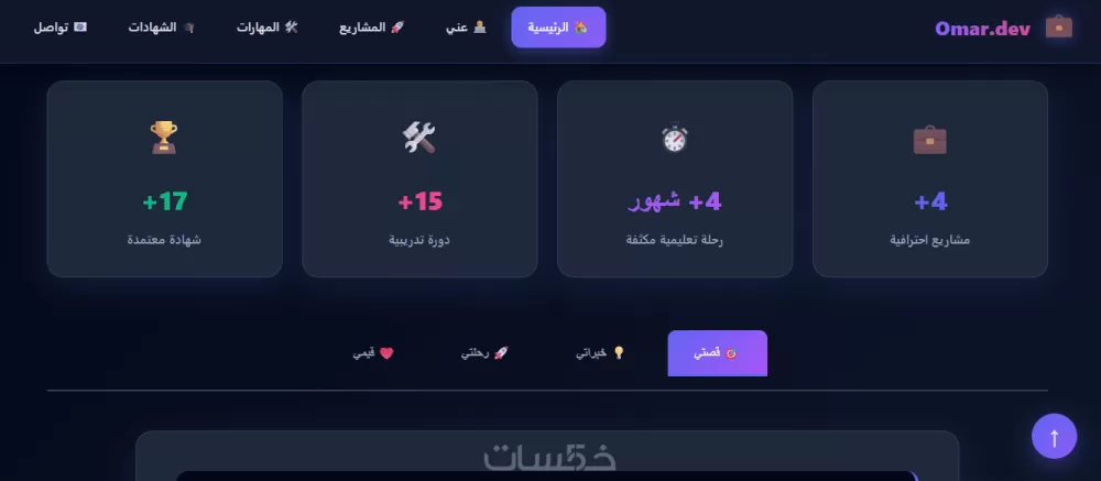 بورتفوليو شخصي حديث وتقني