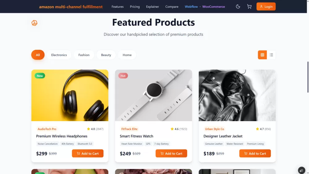 منصة تكامل Amazon MCF للمحلات الإلكترونية حل متكامل لربط متاجر Webflow وWooCommerce بخدمات Fulfillme