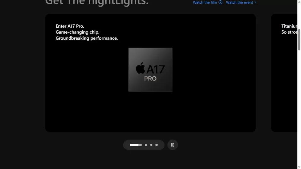 واجهة ترويجية تفاعلية لهاتف iPhone 15 Pro