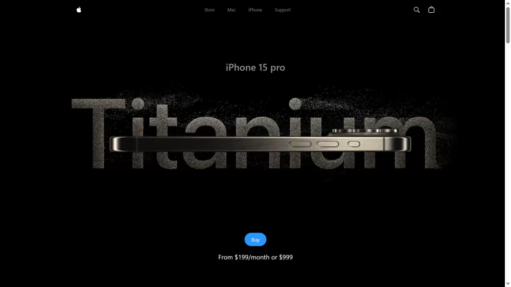 واجهة ترويجية تفاعلية لهاتف iPhone 15 Pro