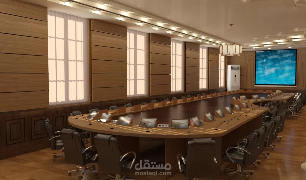 تصميم قاعة الاجتماعات الرئيسية - مبني ادارة جامعة بنها - مصر